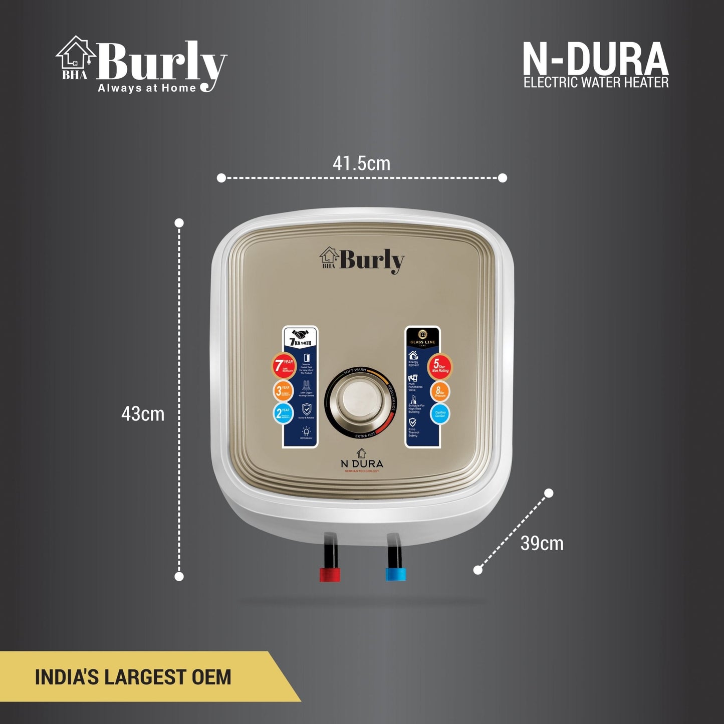 N DURA STORAGE GEYSER 15 LTR - Burly Home Appliances