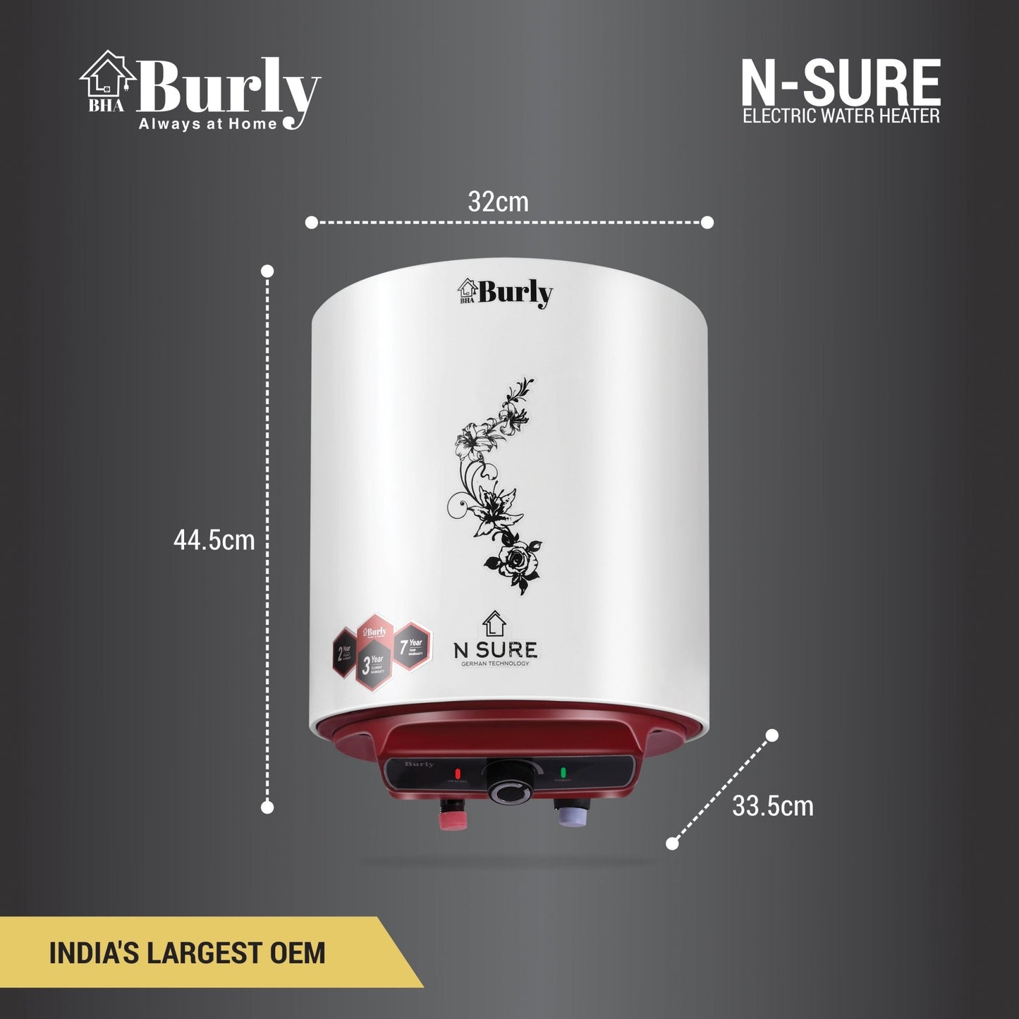 N SURE STORAGE GEYSER 10 LTR - Burly Home Appliances