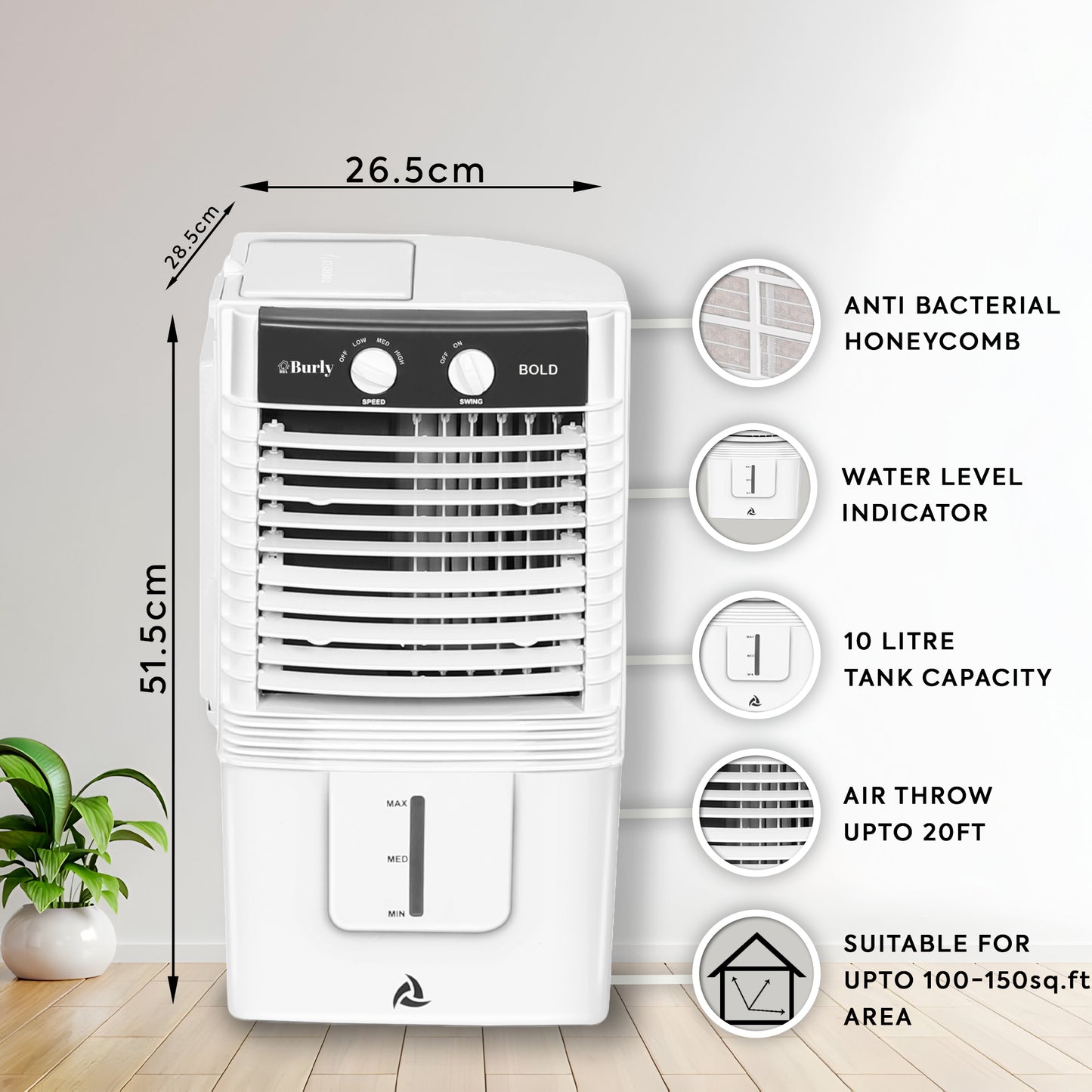 BOLD 10 LTR Personal Air Cooler – Compact & Powerful Cooling Solution