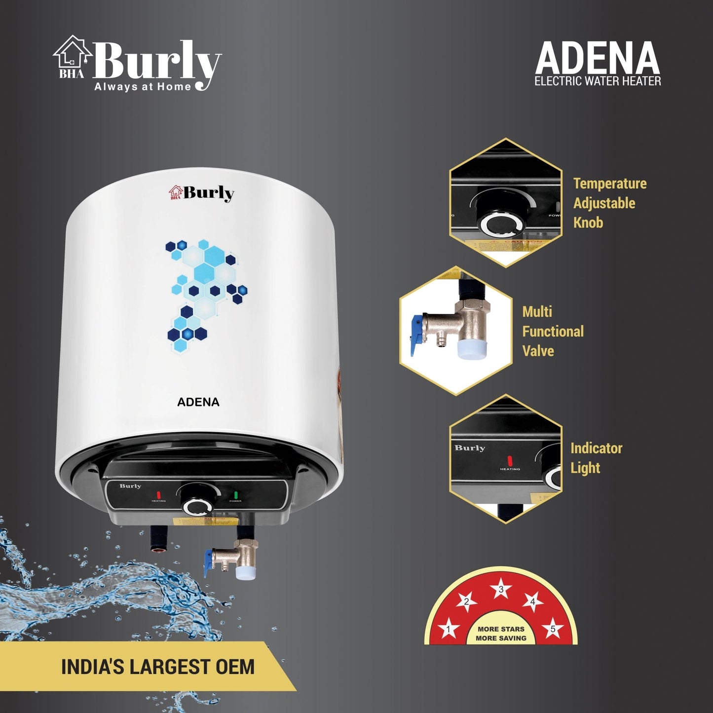 ADENA STORAGE GEYSER 10 LTR - Burly Home Appliances