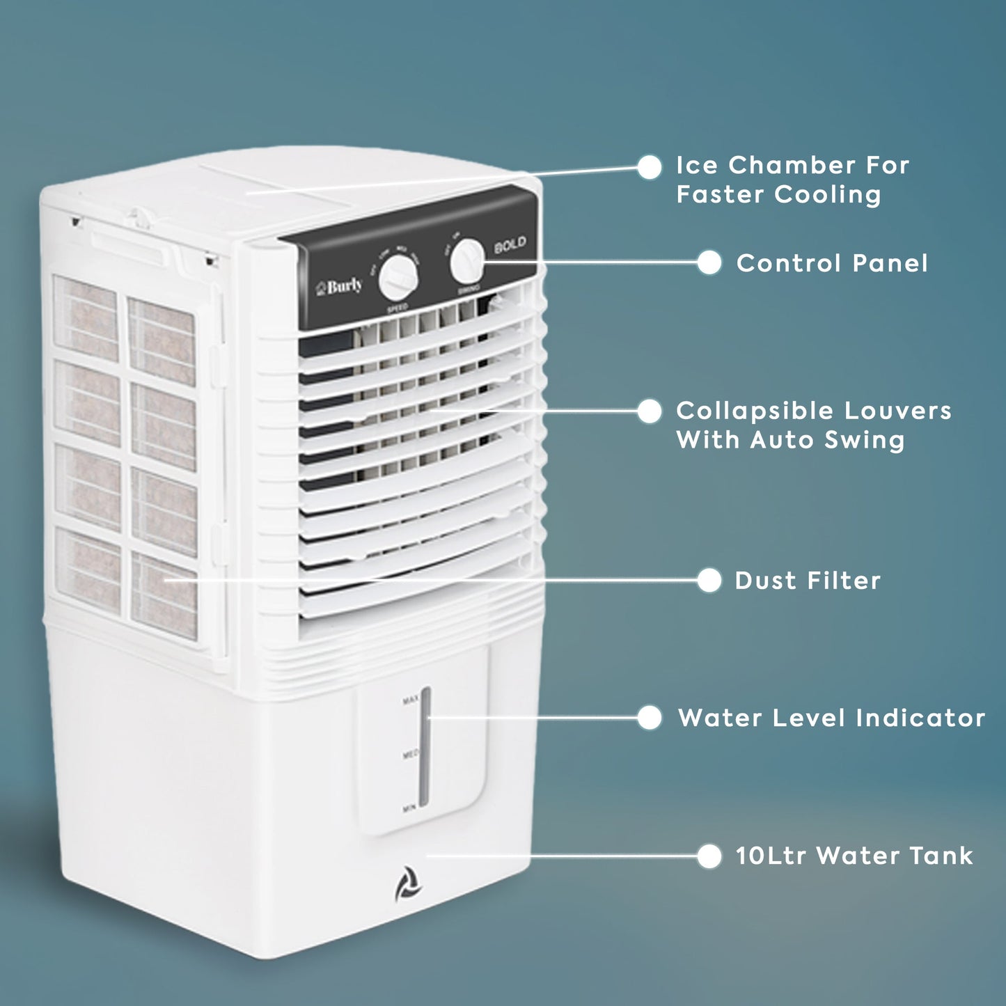 BOLD 10 LTR Personal Air Cooler – Compact & Powerful Cooling Solution - Burly Home Appliances