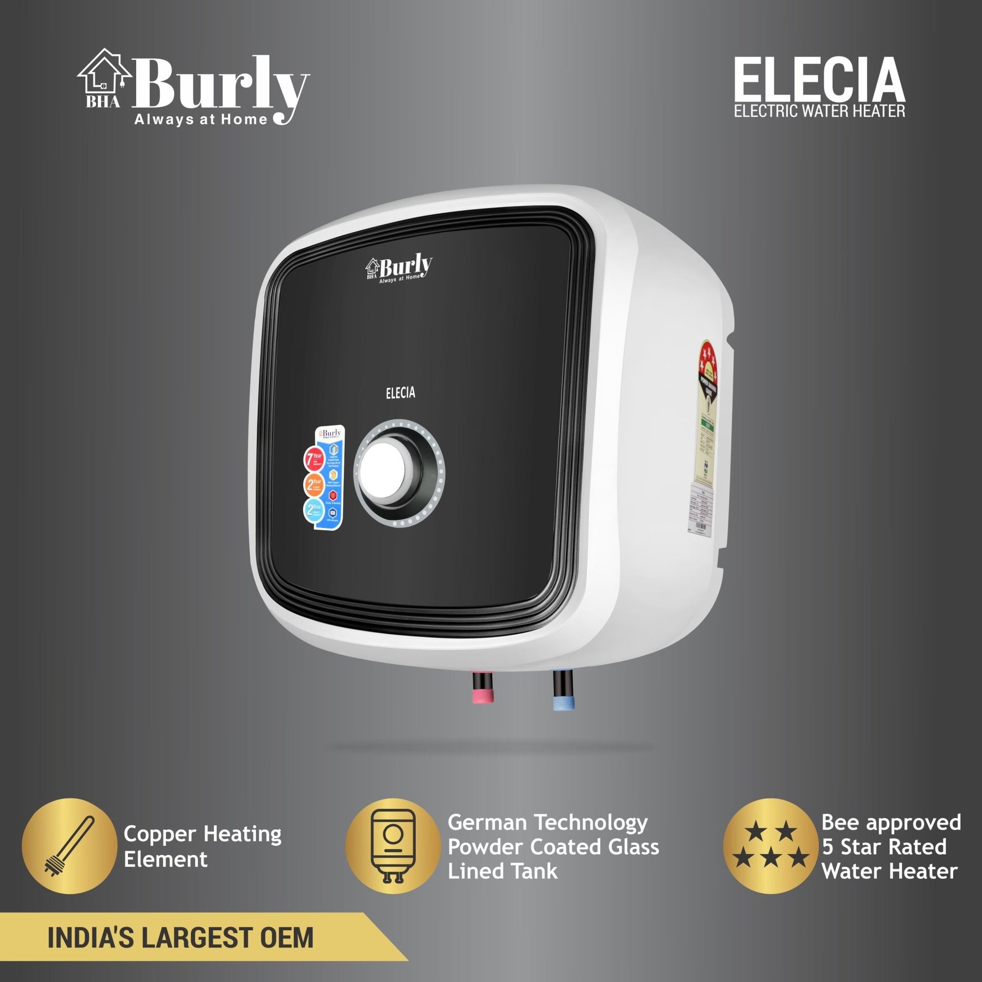ELECIA STORAGE GEYSER 10 LTR - Burly Home Appliances