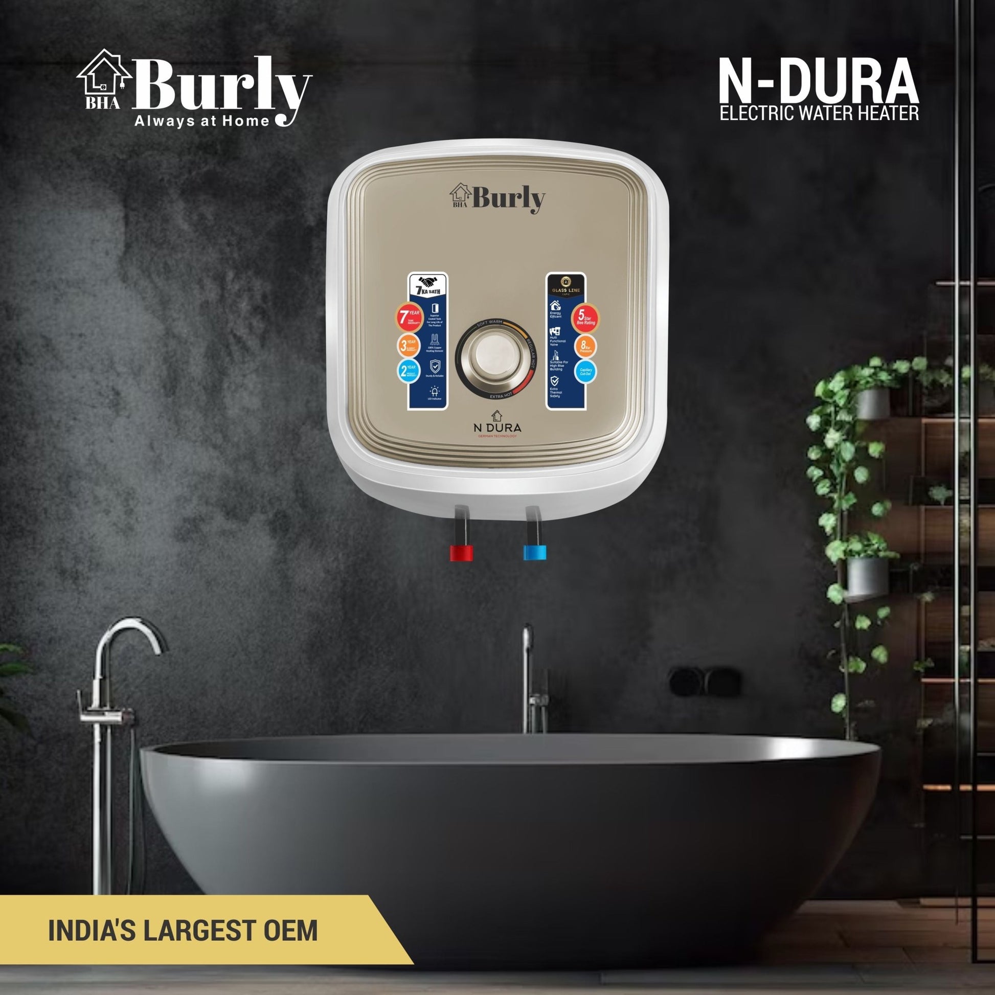 N DURA STORAGE GEYSER 10 LTR - Burly Home Appliances
