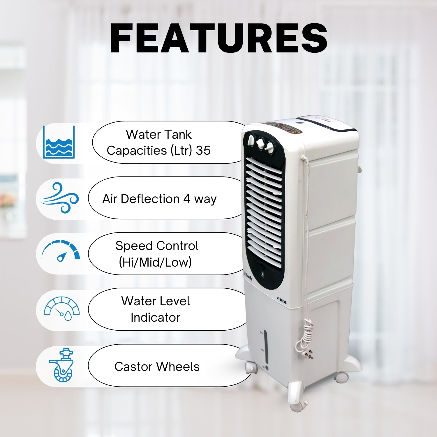 Vibe 35L Tower Cooler – Compact Design. Powerful Cooling. - Burly Home Appliances