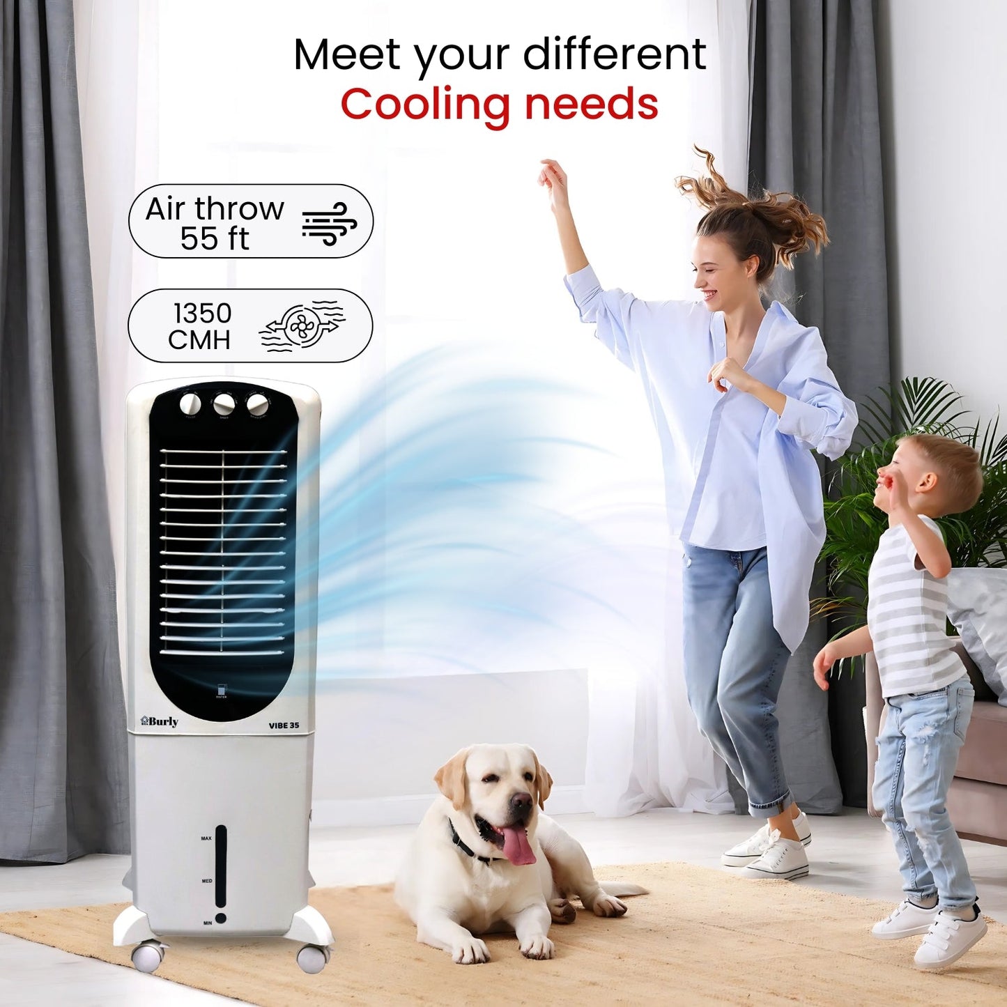 Vibe 50L Tower Cooler – Sleek Power. All - Round Cooling. - Burly Home Appliances