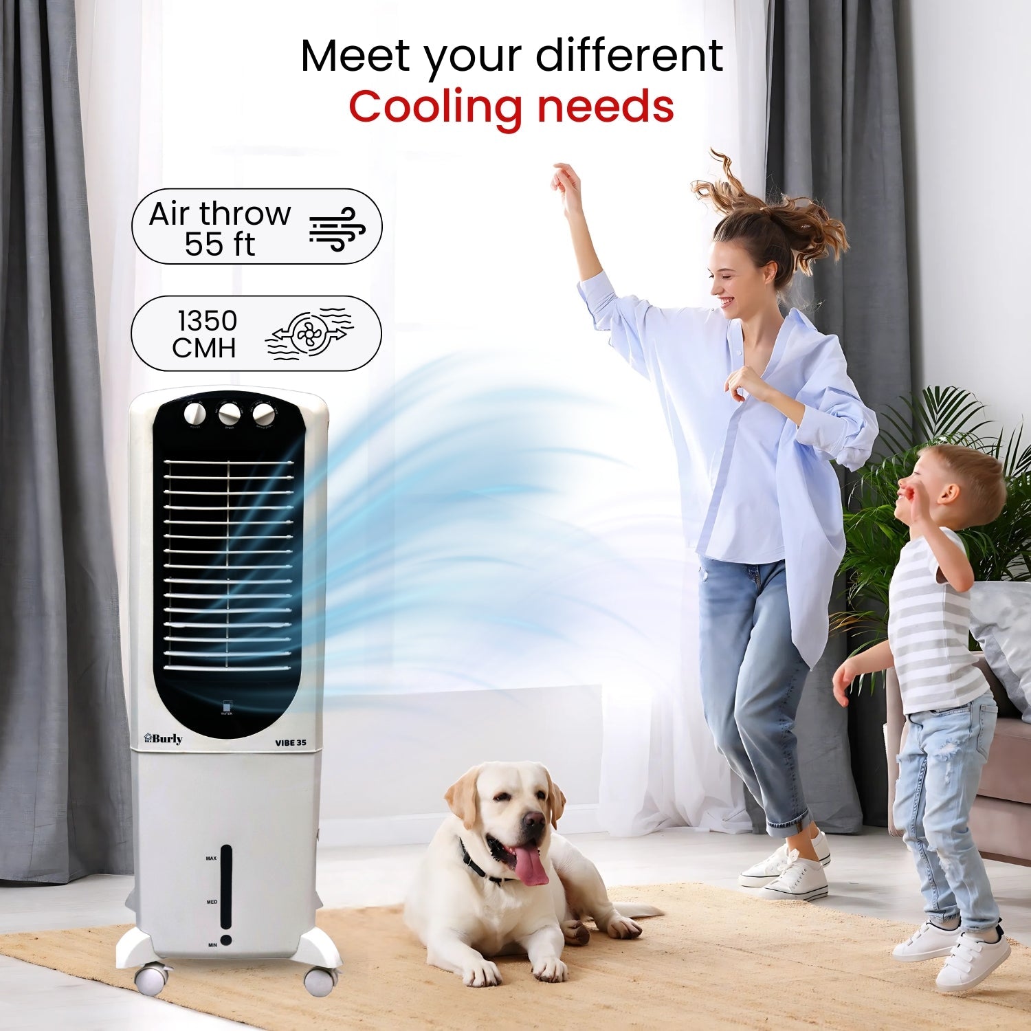 Vibe 50L Tower Cooler – Sleek Power. All - Round Cooling. - Burly Home Appliances